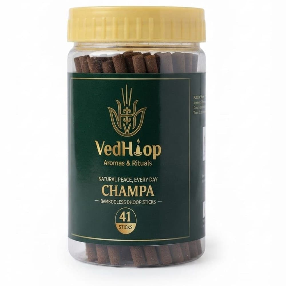 VedHoop Champa Dhoop Sticks jar (41 bambooless dhoop sticks)