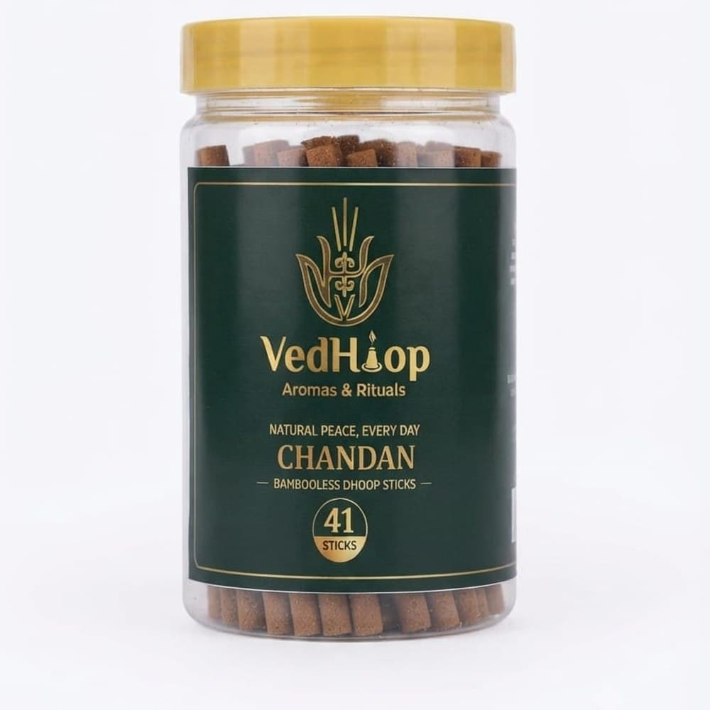 VedHoop Chandan Dhoop Sticks jar (41 bambooless dhoop sticks)