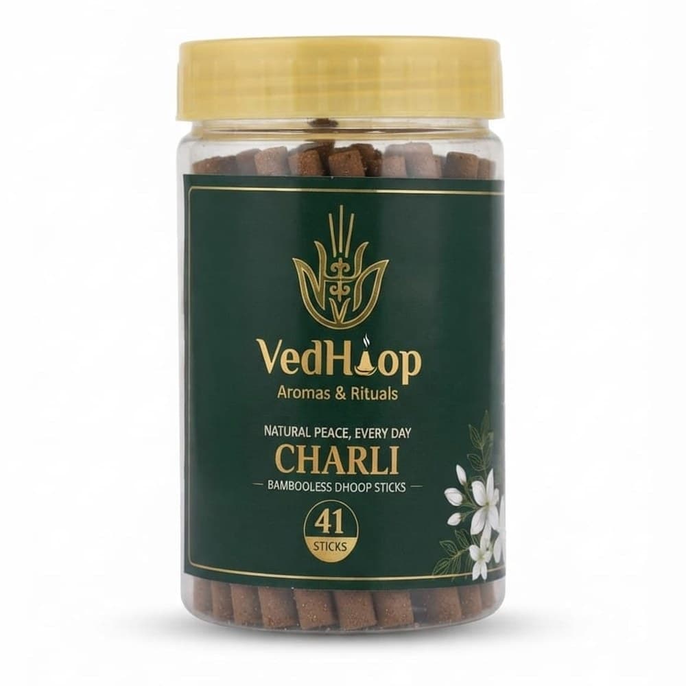 VedHoop Charli Dhoop Sticks jar (41 bambooless dhoop sticks)