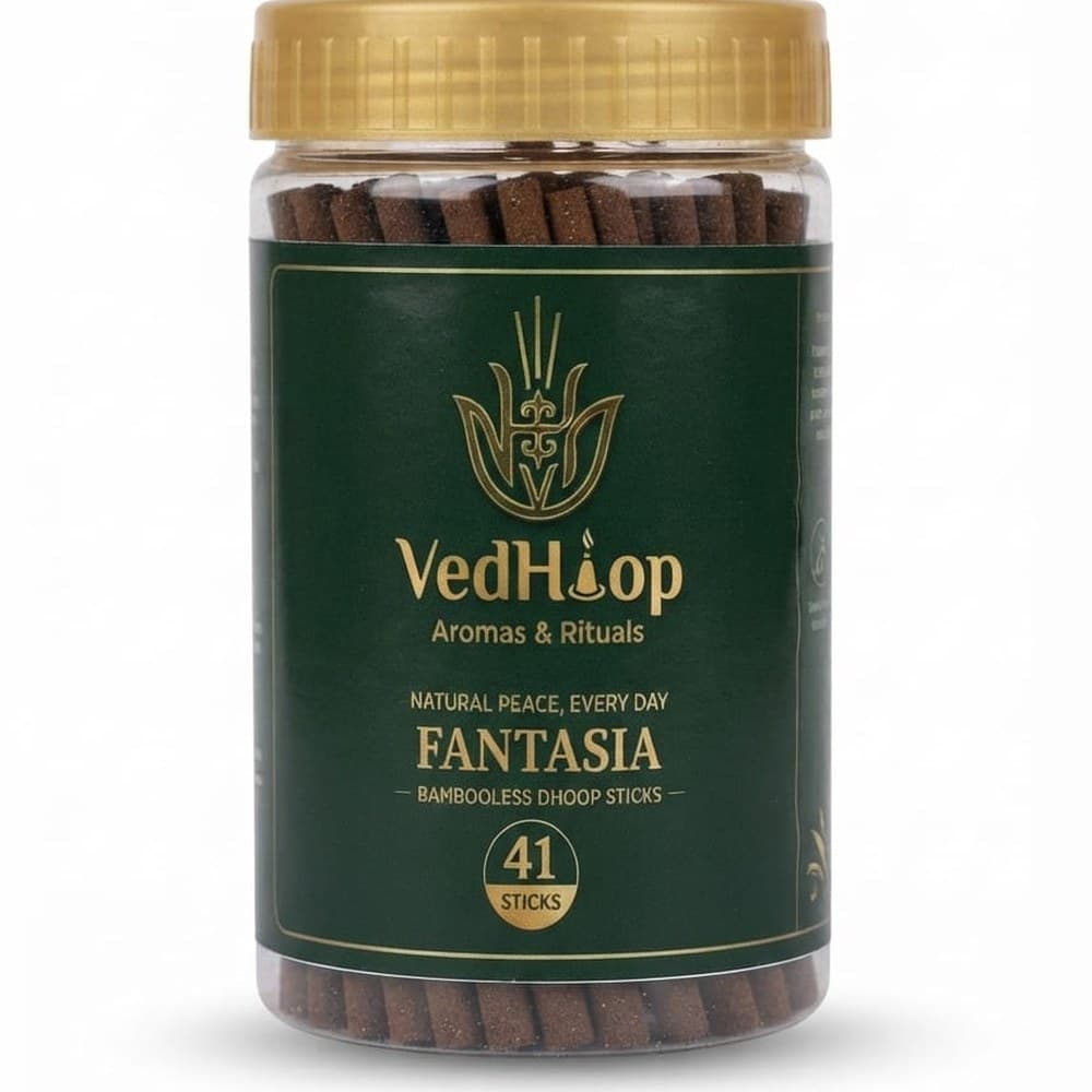 VedHoop Fantasia Dhoop Sticks jar (41 bambooless dhoop sticks)