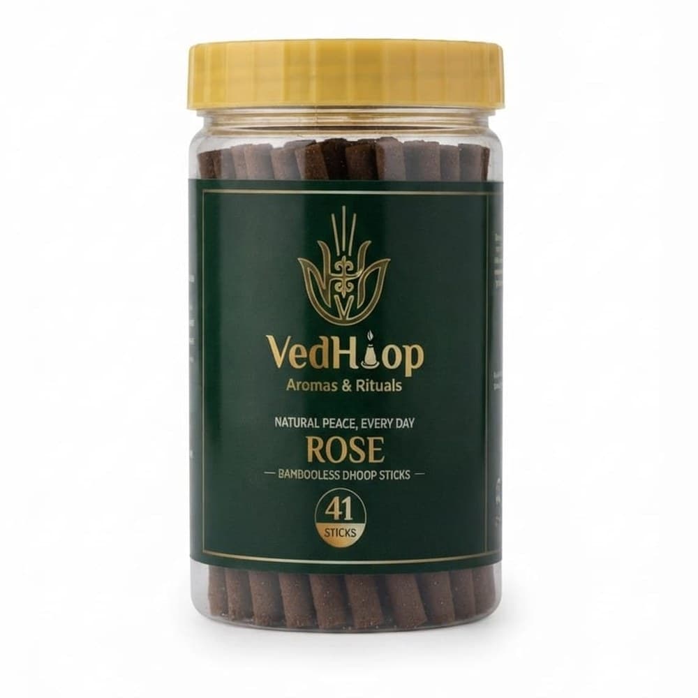 VedHoop Rose Dhoop Sticks jar (41 bambooless dhoop sticks)